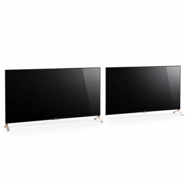 Dual Black Flat Screen TV Set with Silver Feet 3D Model