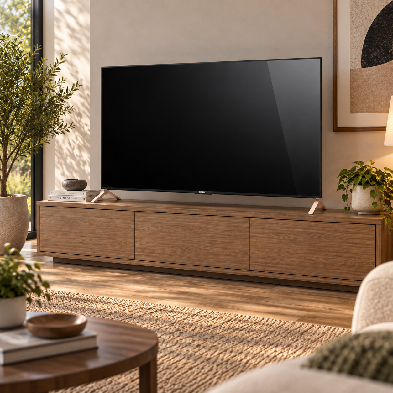 Dual Black Flat Screen TV Set with Silver Feet 3D Model 4