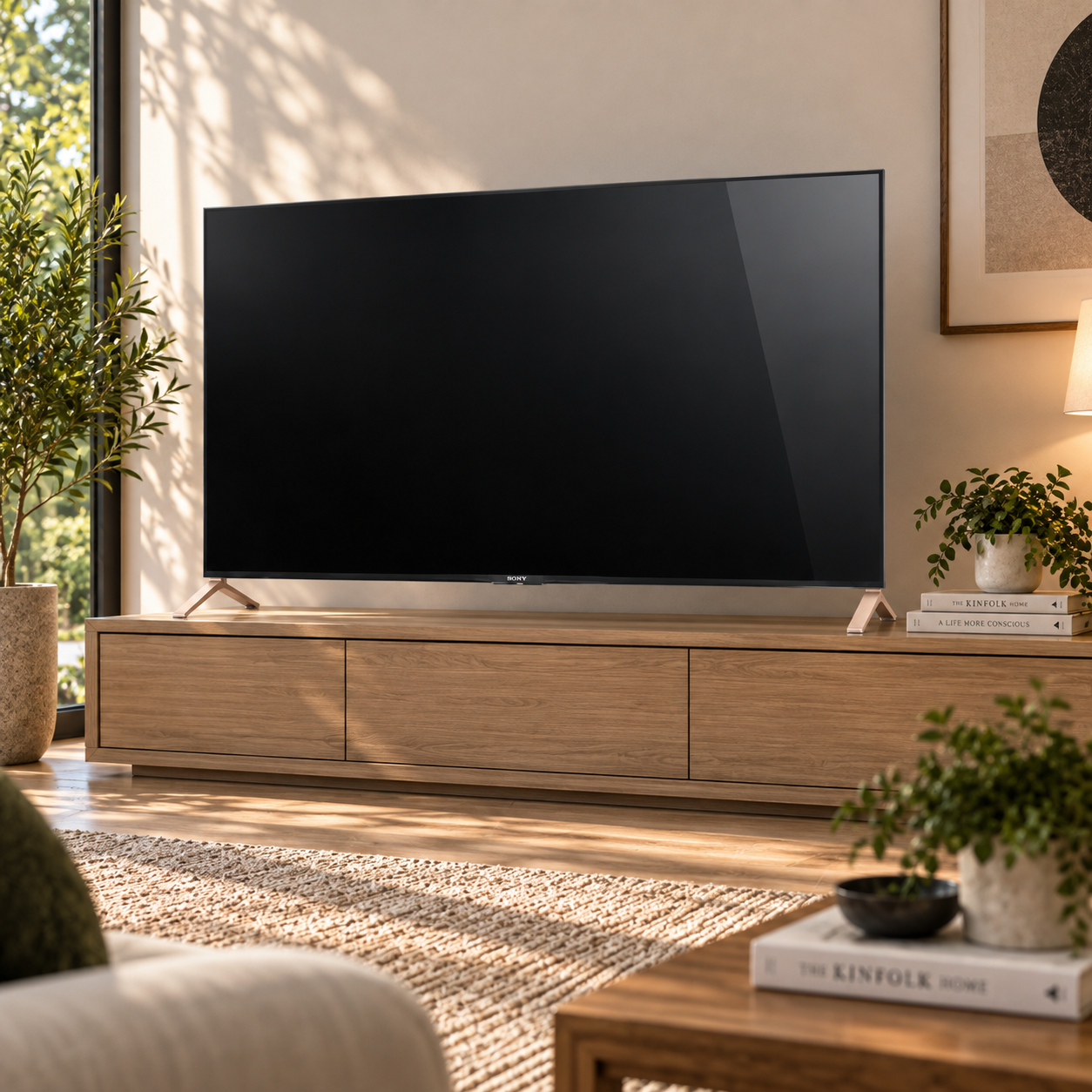 Dual Black Flat Screen TV Set with Silver Feet 3D Model 5
