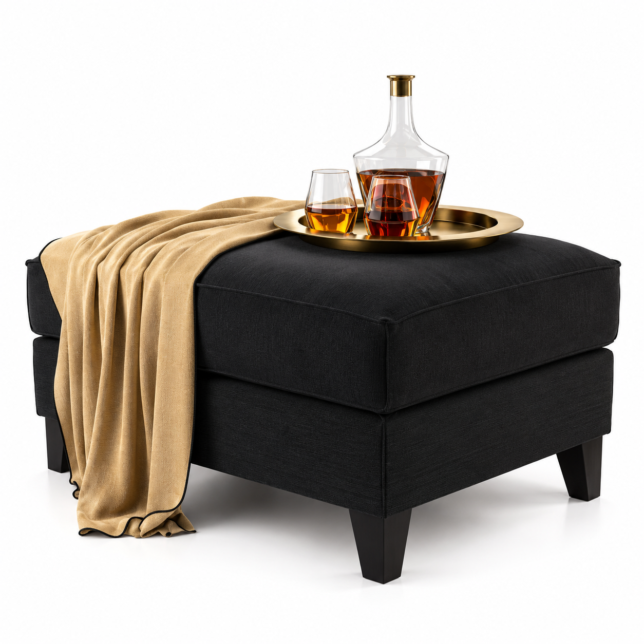 Amber Drink Decanter Tray with Ottoman 3D Model 3