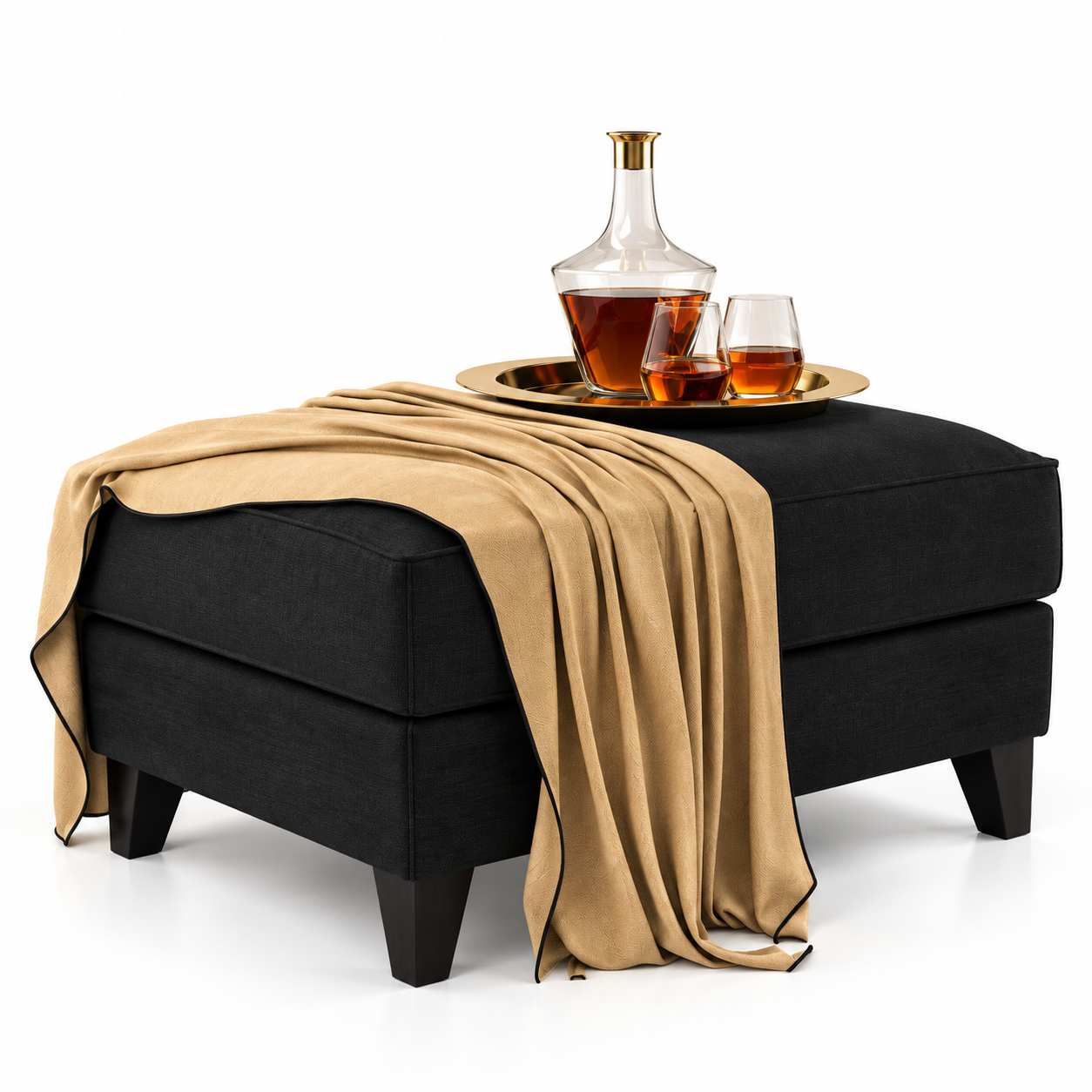 Amber Drink Decanter Tray with Ottoman 3D Model 1
