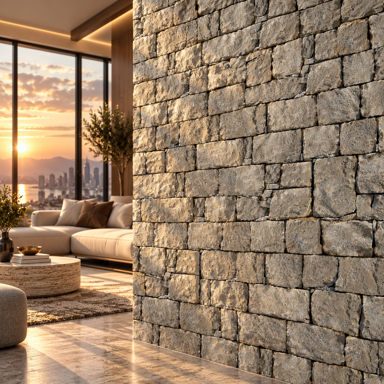 Weathered Cool Gray Rough Hewn Ashlar Stone Wall Texture 2