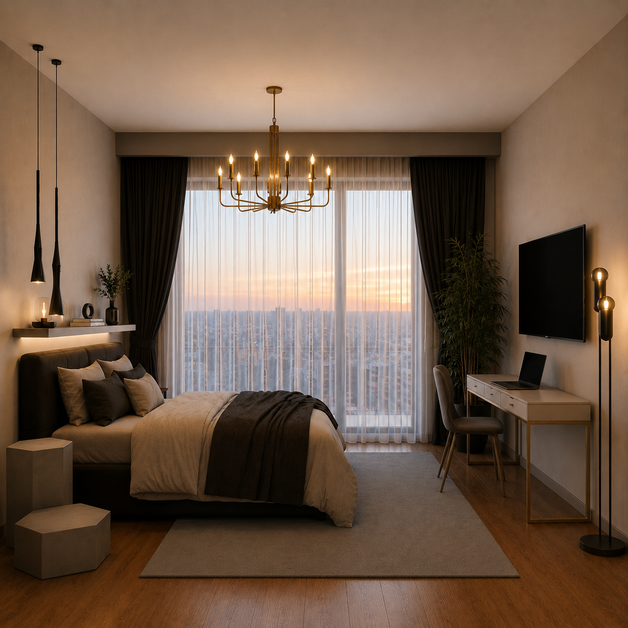 Luxury Bedroom 3D Scene 2
