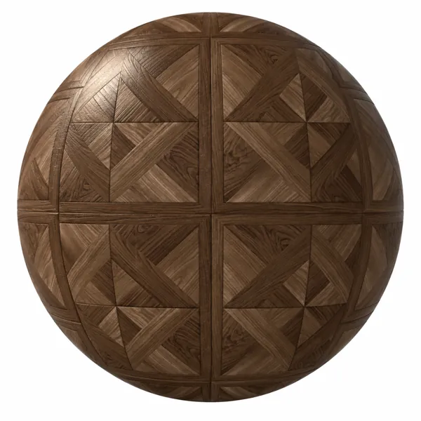 Warm Walnut Brown Framed Geometric Parquet Texture