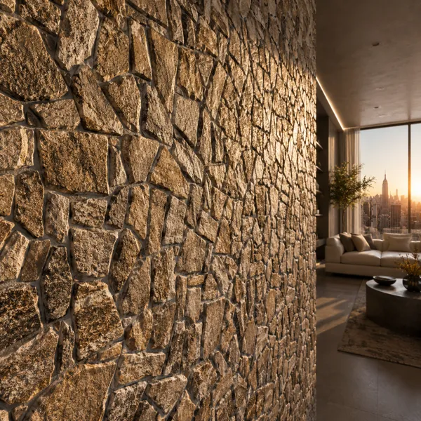 Warm Beige Broken Stone Mosaic Texture – Gray Mortar Texture back