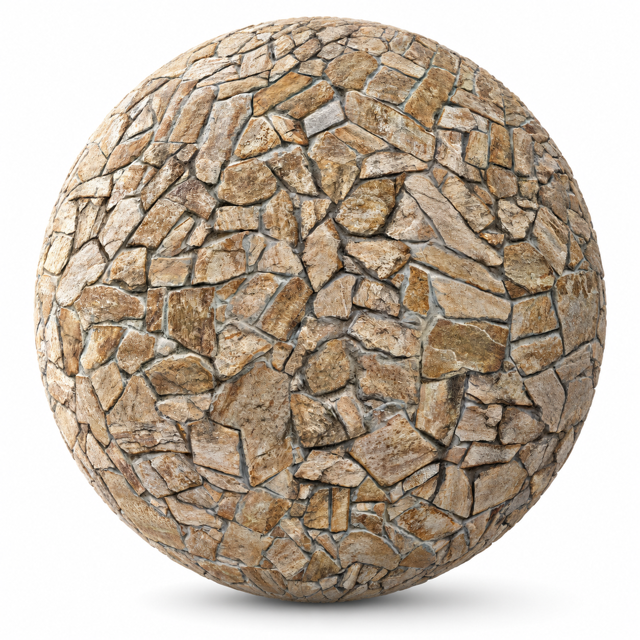 Warm Beige Broken Stone Mosaic Texture – Gray Mortar Texture 1