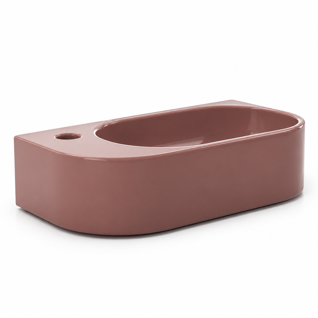 Dusty Rose Glossy Oval Rectangular Washbasin 3D Model