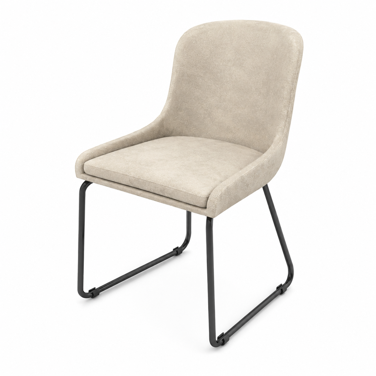 Beige Upholstered Sled Base Chair 3D Model 3