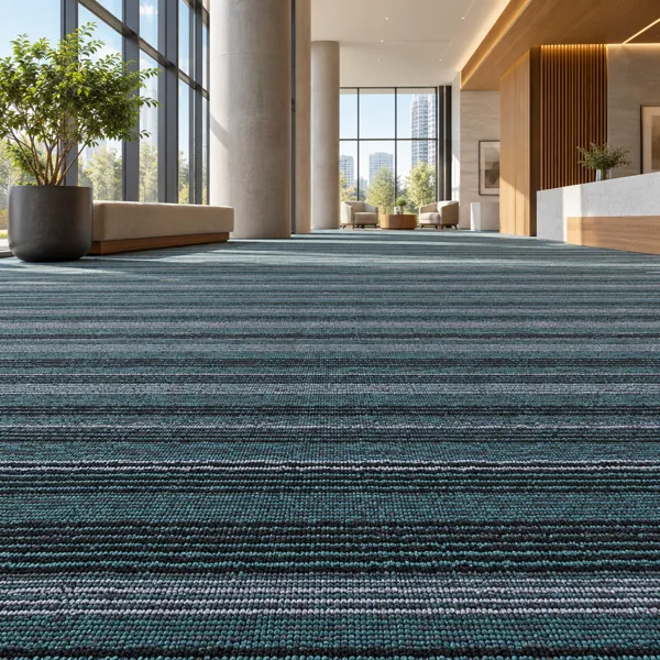 Teal Black Horizontal Striped Loop Carpet Texture back