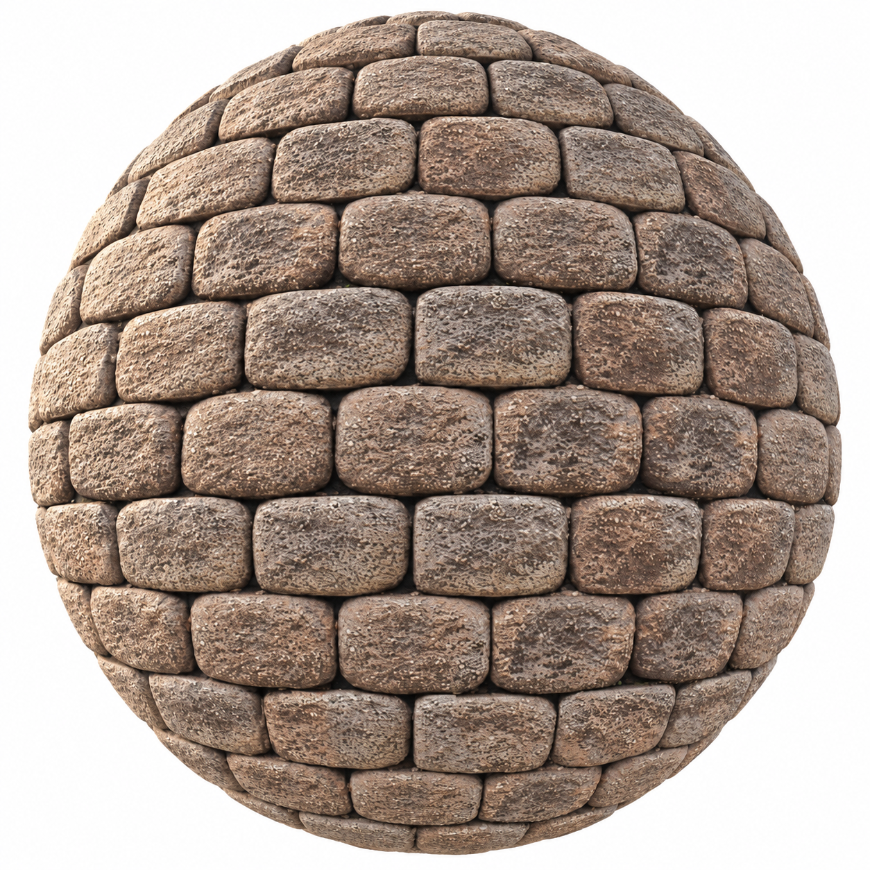 Weathered Taupe Rounded Square Stone Block Wall Texture