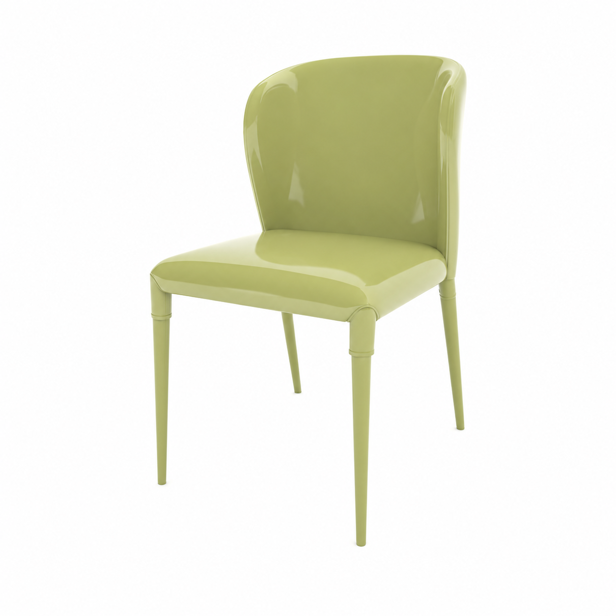 Glossy Olive Green Plastic Chair 3D Model 3