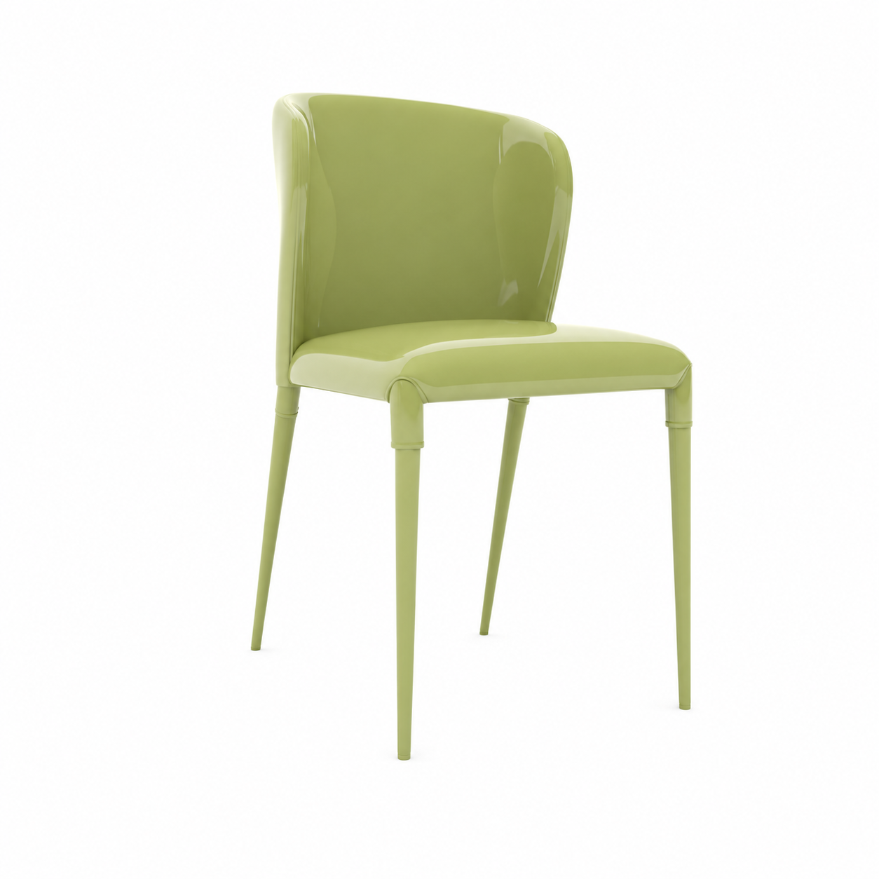 Glossy Olive Green Plastic Chair 3D Model 1