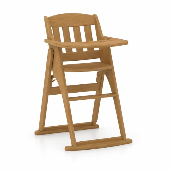 Scandinavian Wooden High Chair – Warm Honey Grain 3D Model