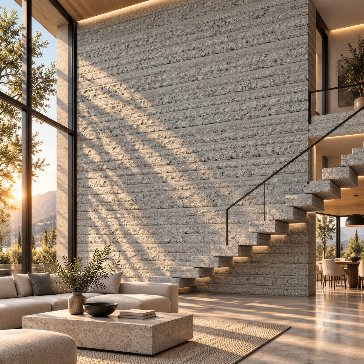 Light Grey Rough Exposed Aggregate Ribbed Concrete Texture 2