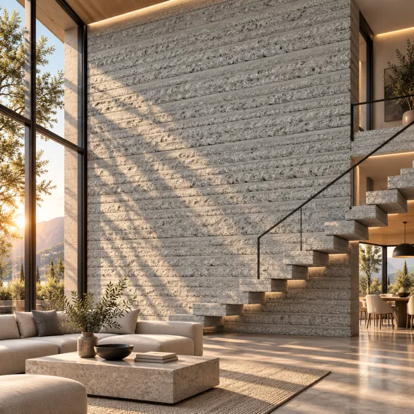 Light Grey Rough Exposed Aggregate Ribbed Concrete Texture back