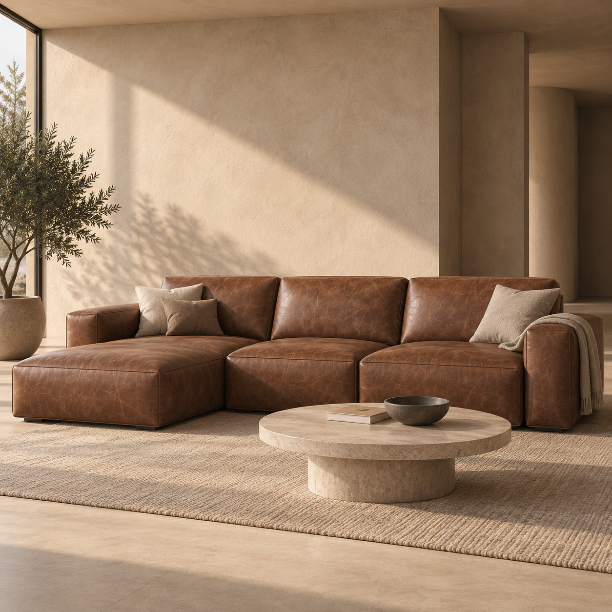 Warm Cognac Distressed Grain Leather Texture 2