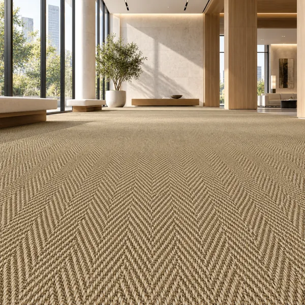 Warm Sand Herringbone Woven Carpet Texture back