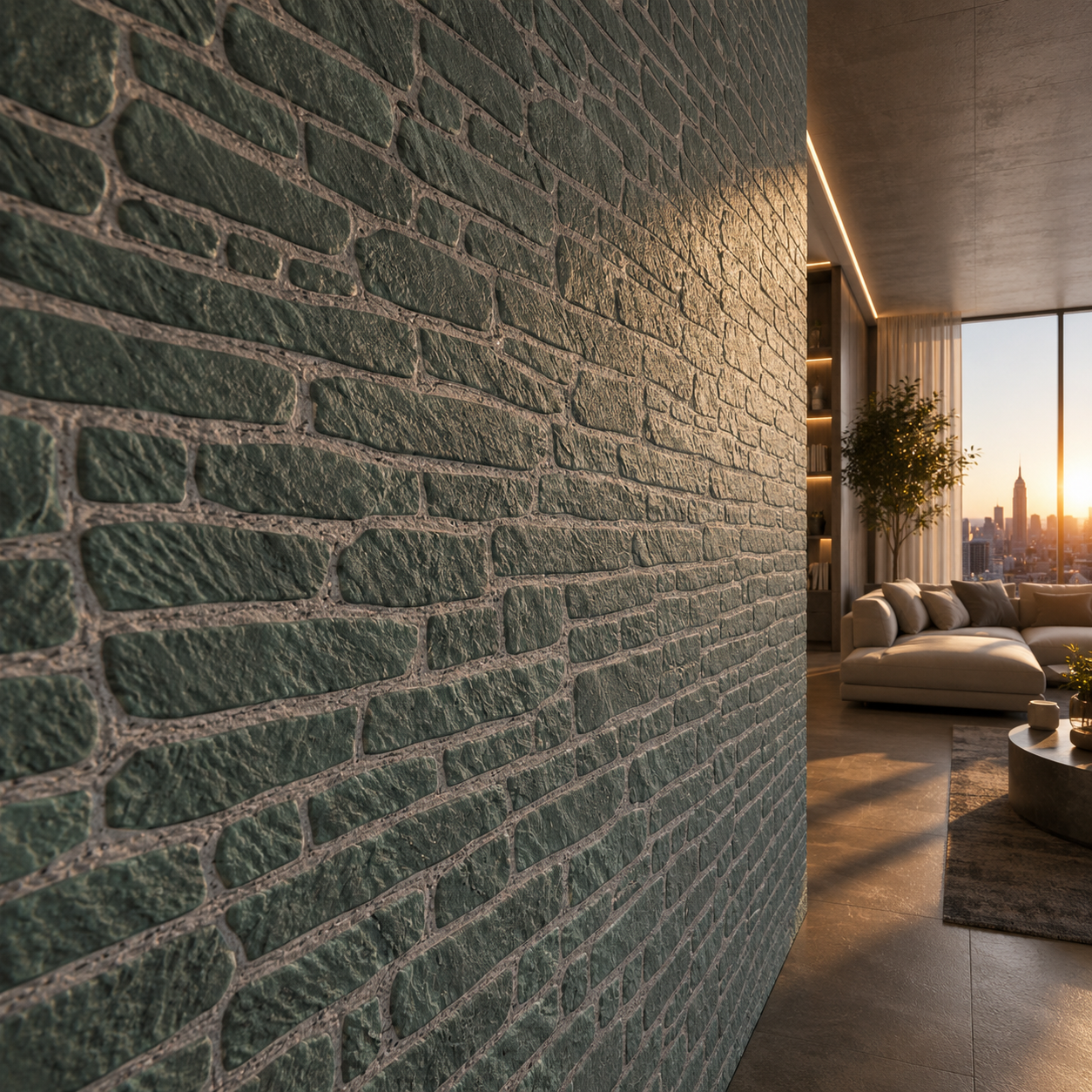 Muted Green Stone Wall Texture – Light Gray Mortar Texture 2