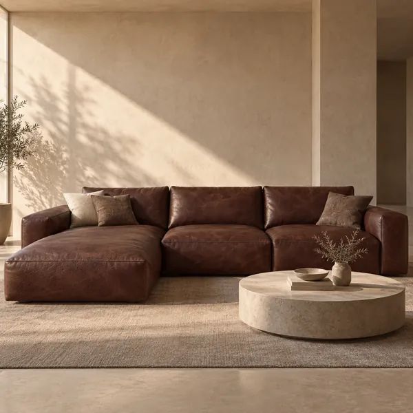 Dark Chestnut Fine Grain Leather Texture back