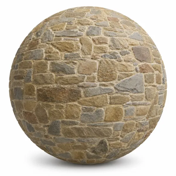 Beige Stone Wall – Mixed Irregular Masonry