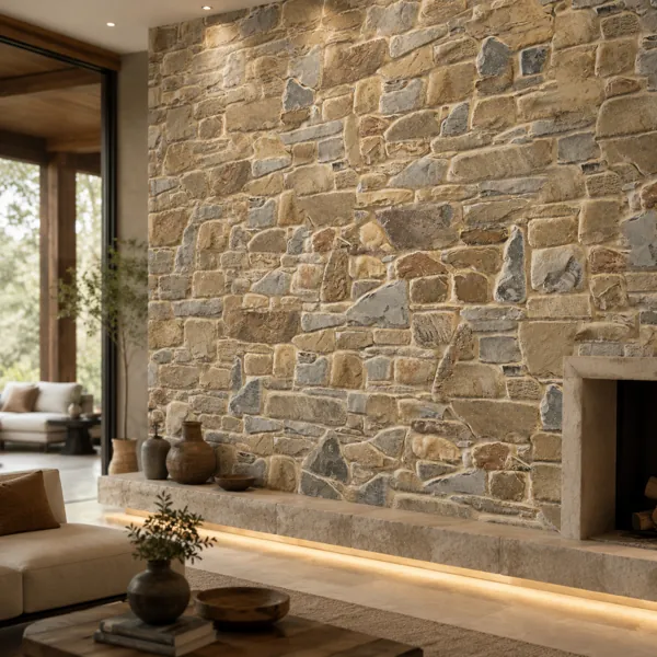 Beige Stone Wall – Mixed Irregular Masonry back
