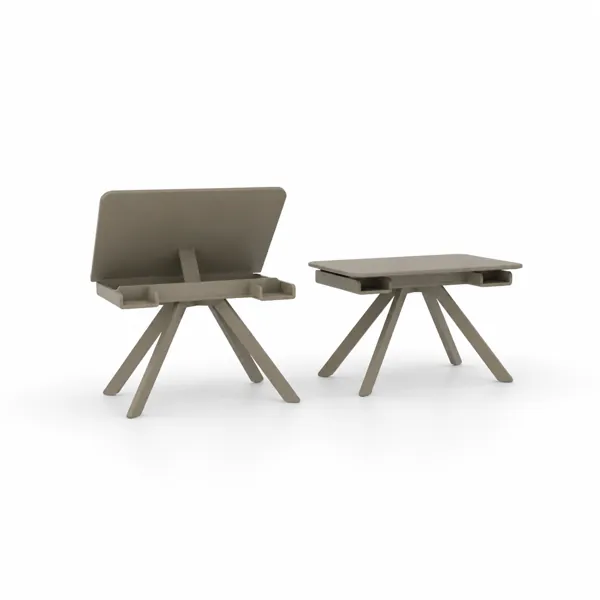 Taupe Kids Adjustable Desk – Tilt-Top Trestle Frame 3D Model