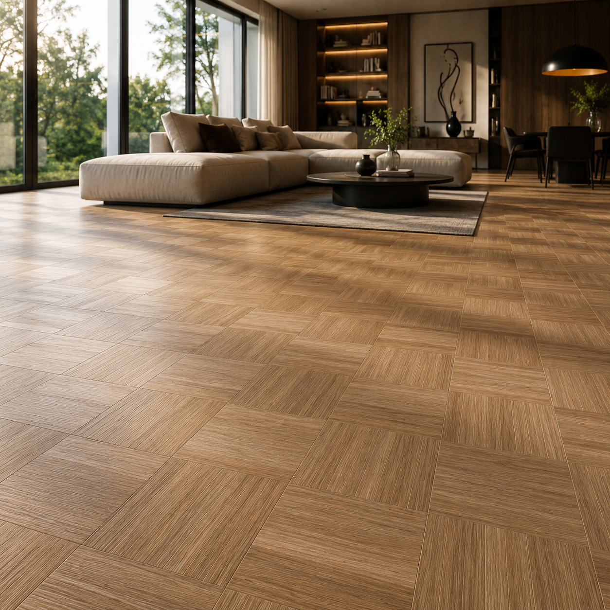 Honey Square Basketweave Wood Parquet 2