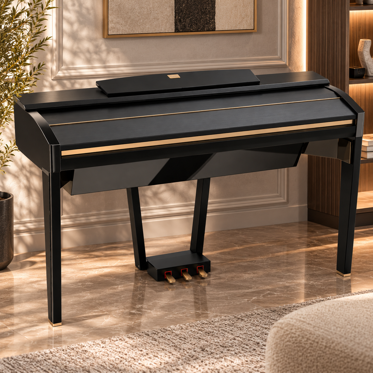 Modern Black Digital Piano 3D Model 2