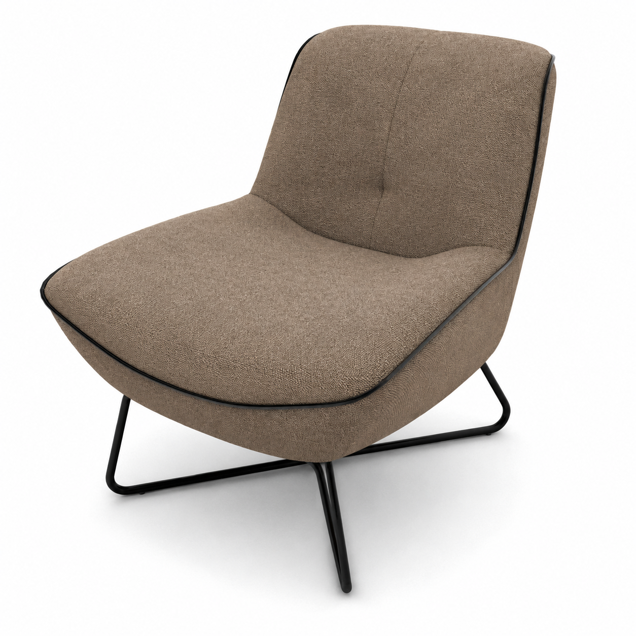 Taupe Curved Lounge Armchair 3D Model 3