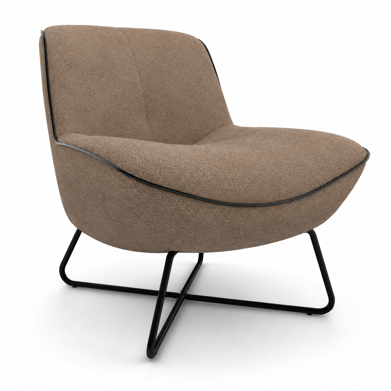 Taupe Curved Lounge Armchair 3D Model 1