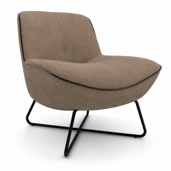 Taupe Curved Lounge Armchair 3D Model