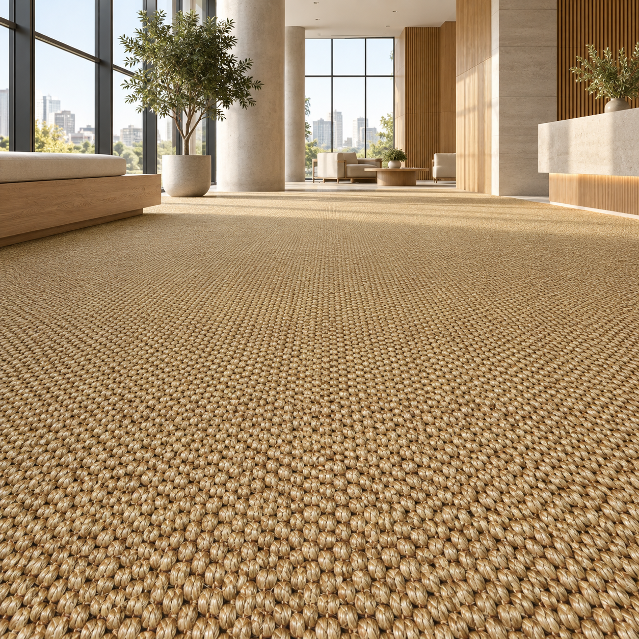 Warm Golden Beige Chunky Loop Weave Carpet Texture 2