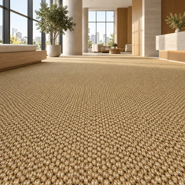 Warm Golden Beige Chunky Loop Weave Carpet Texture back