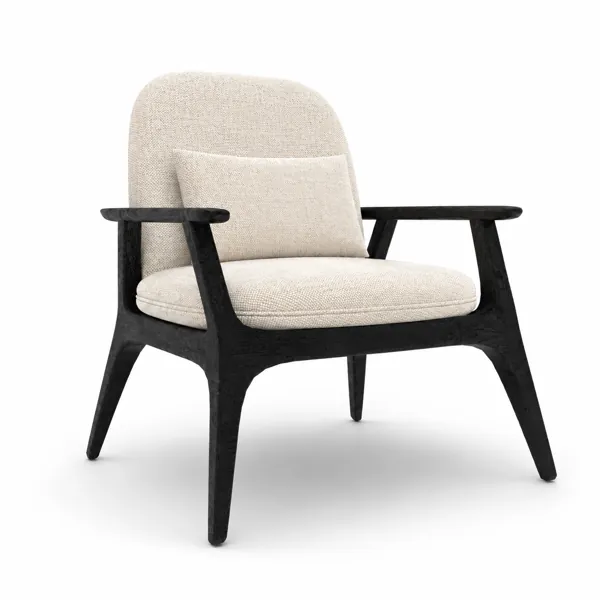 Beige Armchair with Black Wood Frame 3D Model