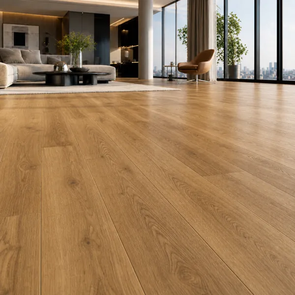 Warm Caramel-Brown Long Plank Wood Parquet back