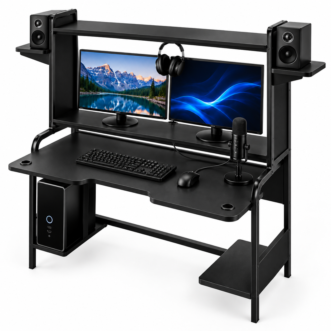 Modern Gaming Computer Desk Set 3D Model 3
