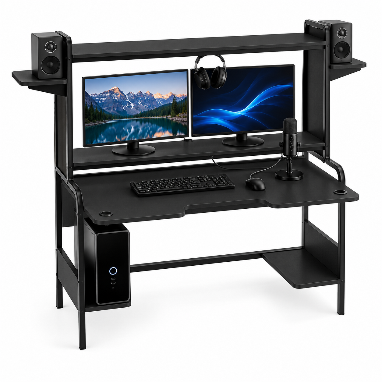 Modern Gaming Computer Desk Set 3D Model 1