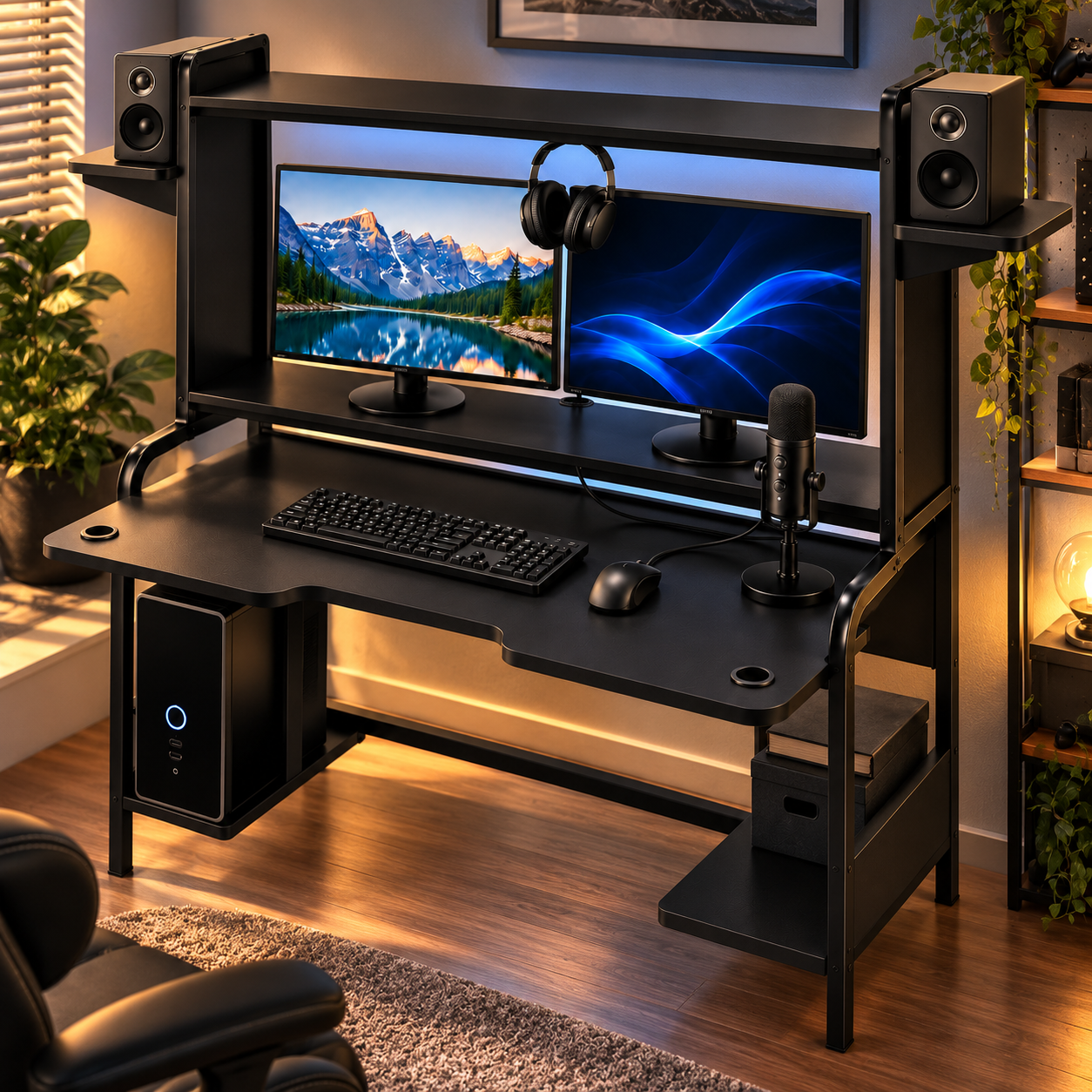 Modern Gaming Computer Desk Set 3D Model 4