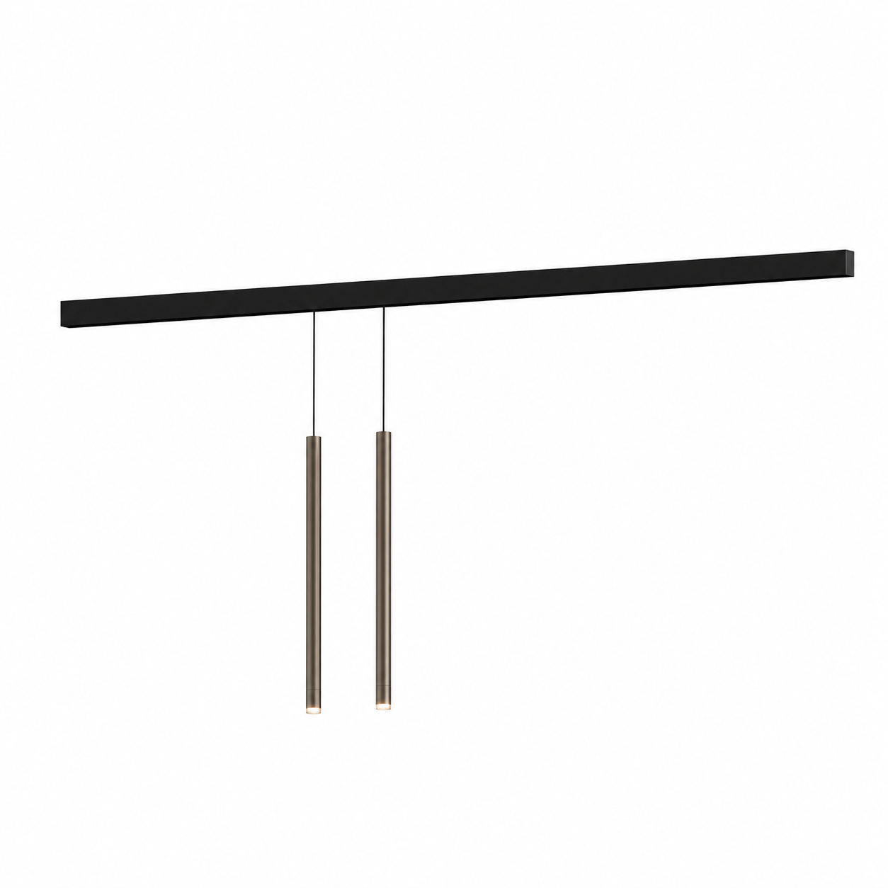 Black Linear Track Spot Light – Twin Bronze Pendants 3D Model 1
