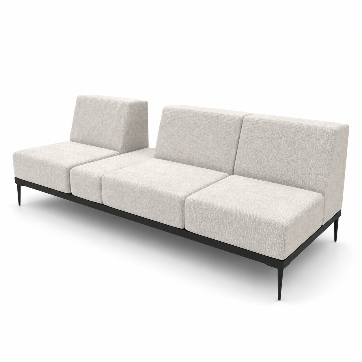Ivory Modular Bench Sofa – Split Backrest 3D Model 3