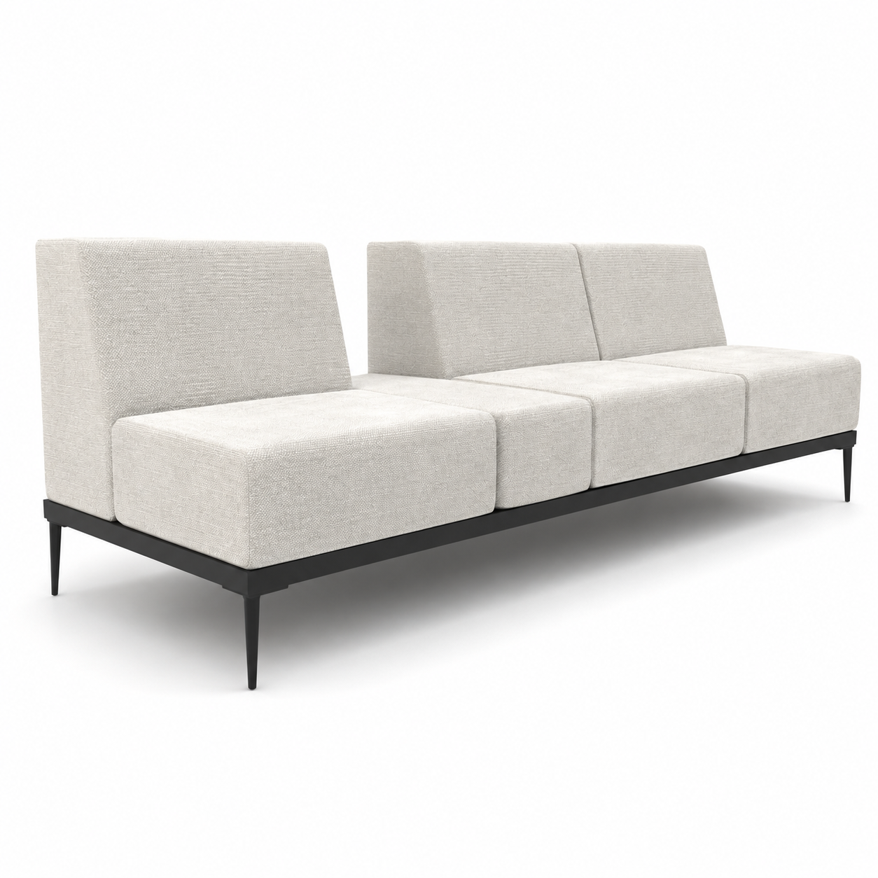 Ivory Modular Bench Sofa – Split Backrest 3D Model 1