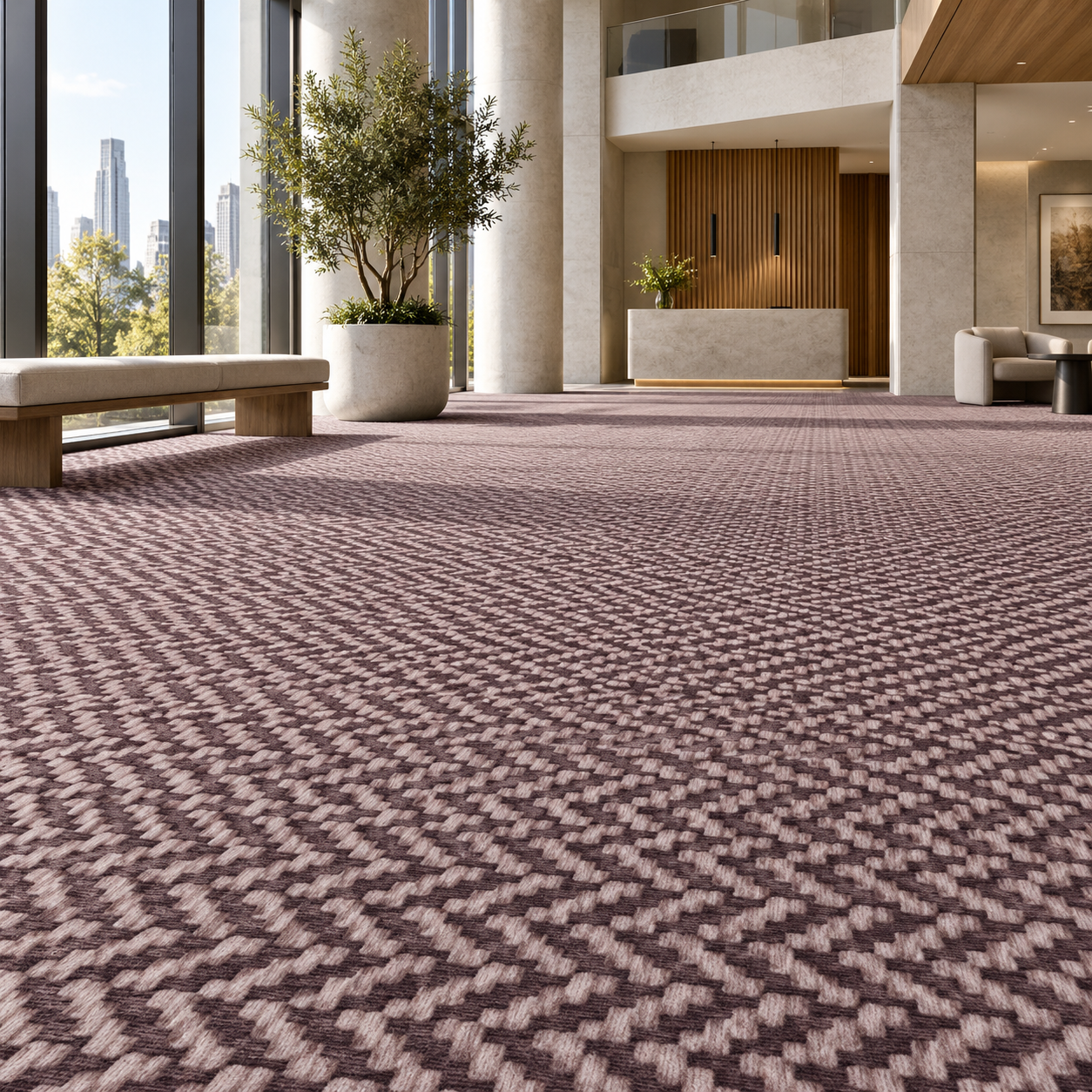 Burgundy Beige Interlocking Weave Carpet Texture 2