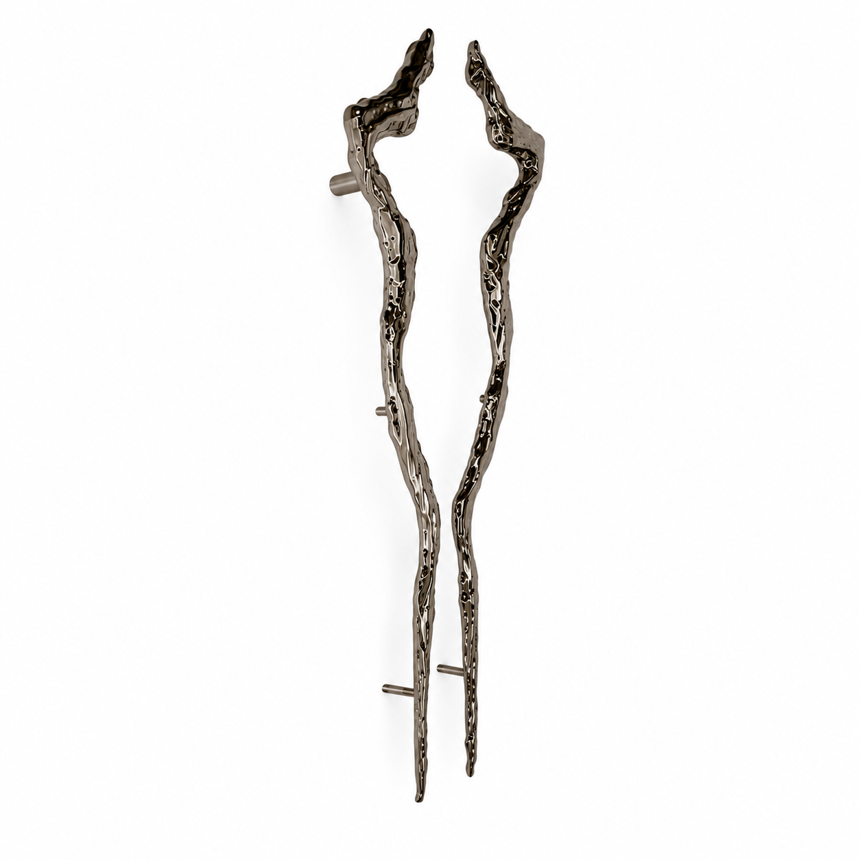 Dark Bronze Organic Ripple Handles – Sculptural Pair 3D Model 1