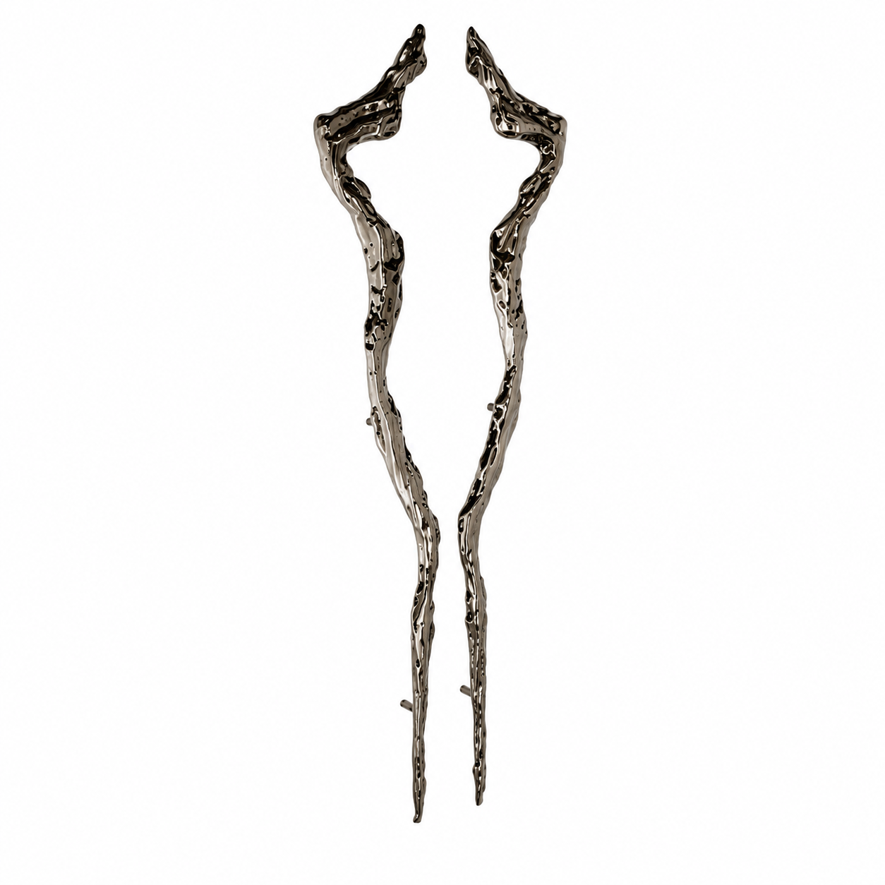 Dark Bronze Organic Ripple Handles – Sculptural Pair 3D Model 3
