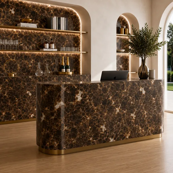 White Mineral Veins Dark Brown Marble Texture back