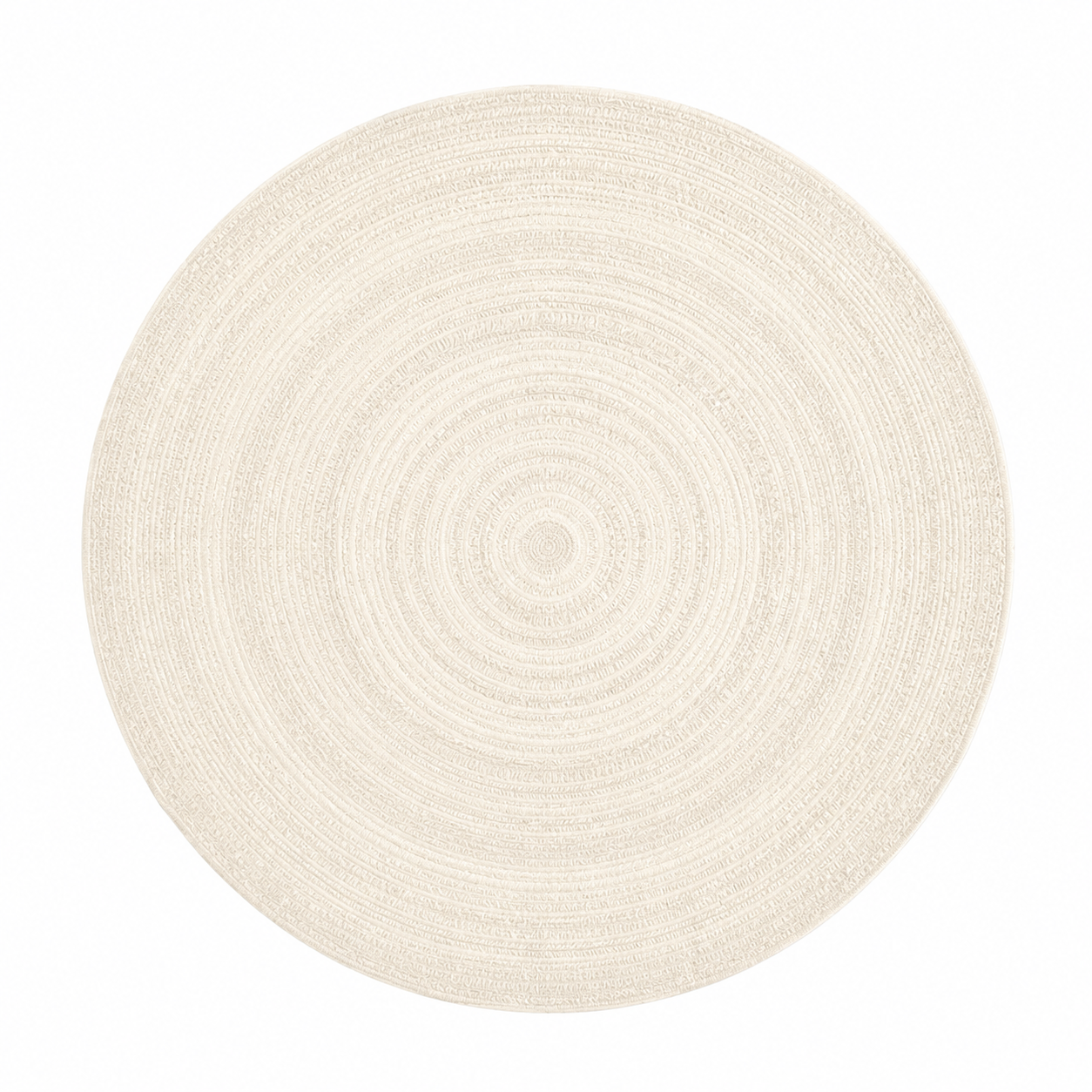 Round Cream Carpet – Concentric Woven Rings 2