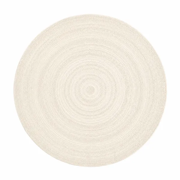 Round Cream Carpet – Concentric Woven Rings back