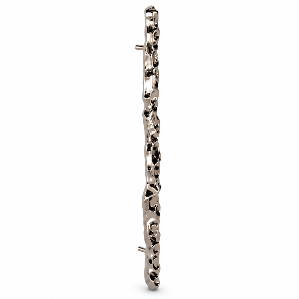 Silver Organic Sculptural Handle – Hammered Ripple Surface 3D Model 1