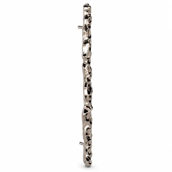 Silver Organic Sculptural Handle – Hammered Ripple Surface 3D Model