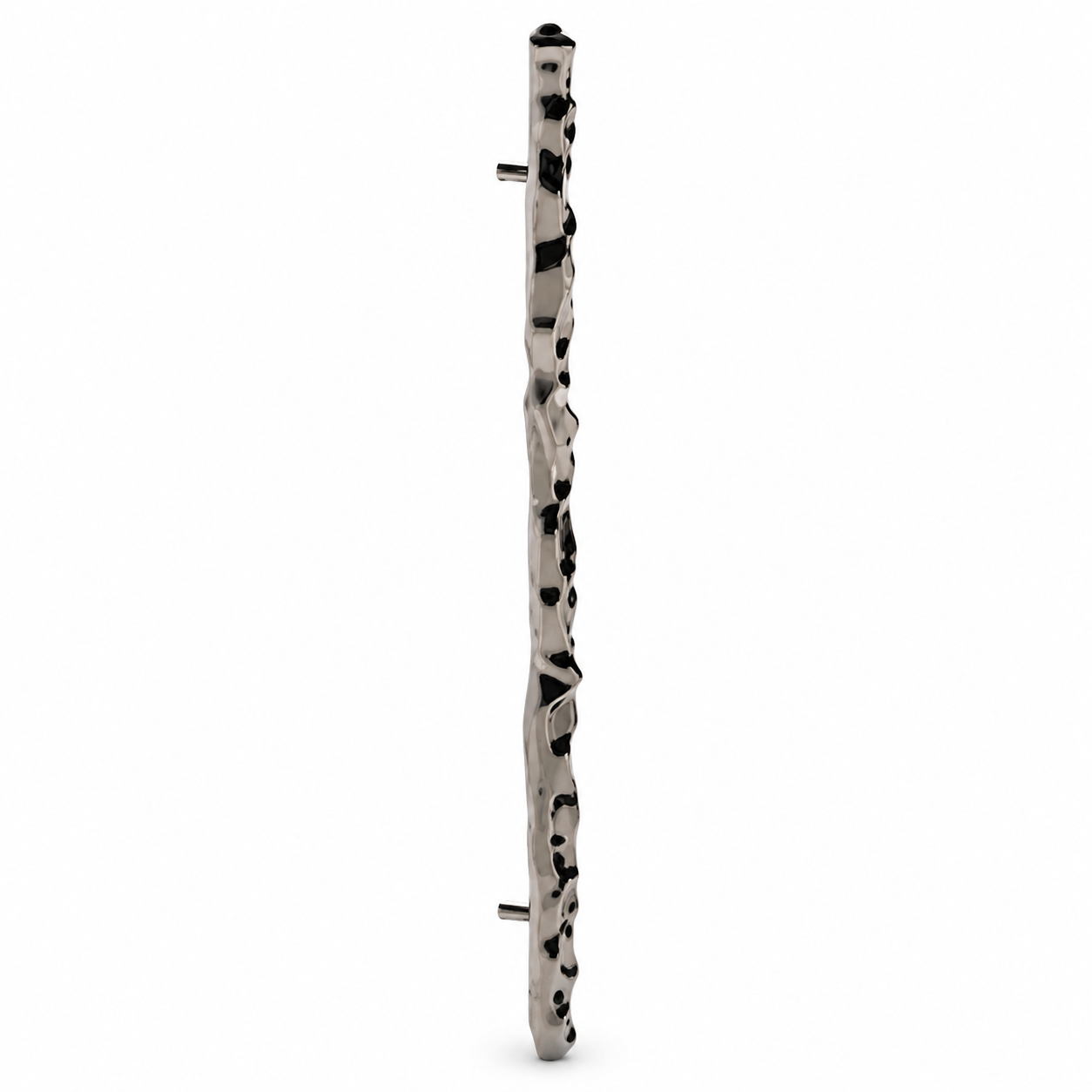 Silver Organic Sculptural Handle – Hammered Ripple Surface 3D Model 3